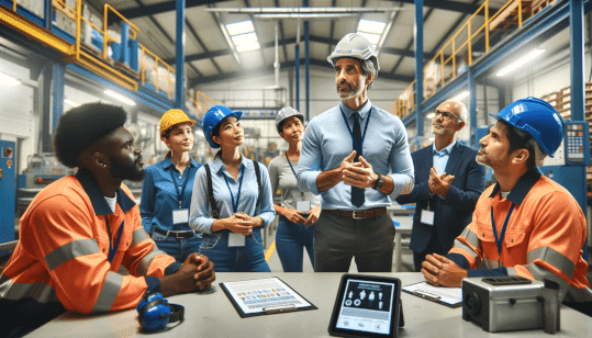 Formateur expérimenté d'Iziqual avec des stagiaires attentifs lors d'une formation professionnelle.